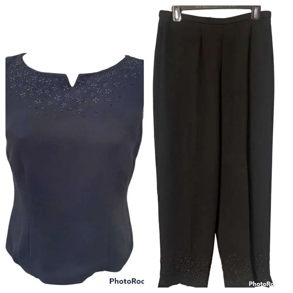 David Warren Pantsuit w/Embroidery Beaded accent 2pcs. Sz. 12 party Holidays